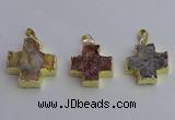 NGP6841 22*22mm - 24*24mm cross druzy agate pendants wholesale