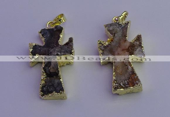 NGP6852 15*30mm - 18*35mm cross druzy agate pendants