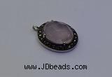 NGP6859 20*25mm oval rose quartz pendants wholesle