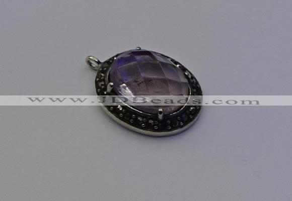 NGP6861 20*25mm oval light amethyst pendants wholesle