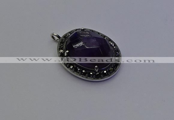 NGP6862 20*25mm oval amethyst gemstone pendants wholesle