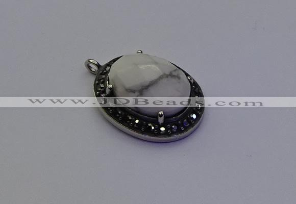 NGP6869 20*25mm oval white howlite gemstone pendants wholesle