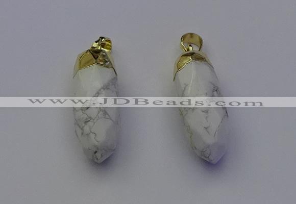 NGP6880 12*30mm - 15*30mm faceted bullet white howlite pendants