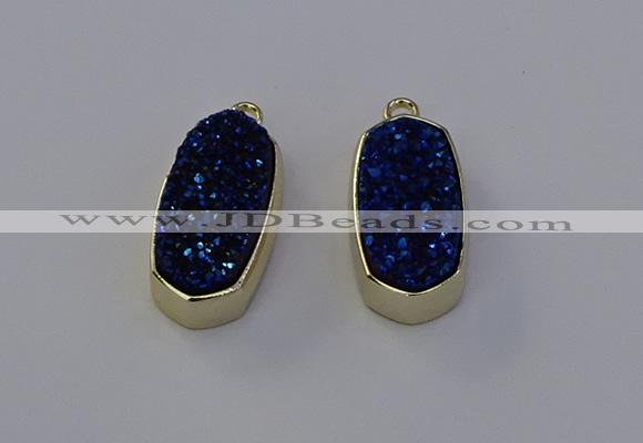 NGP6911 10*22mm - 12*25mm freeform plated druzy quartz pendants