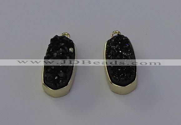 NGP6913 10*22mm - 12*25mm freeform plated druzy quartz pendants