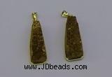 NGP6931 10*30mm - 12*35mm trapezoid plated druzy quartz pendants