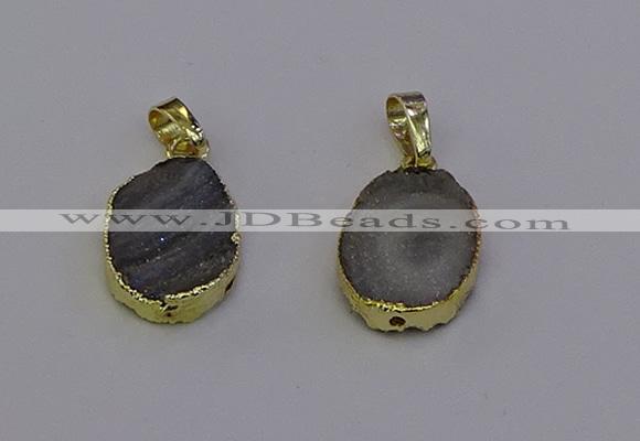 NGP6941 15*20mm oval druzy agate pendants wholesale