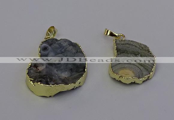 NGP6943 18*25mm - 25*30mm freeform druzy agate pendants wholesale