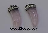 NGP6973 12*40mm - 15*45mm horn rose quartz pendants wholesale