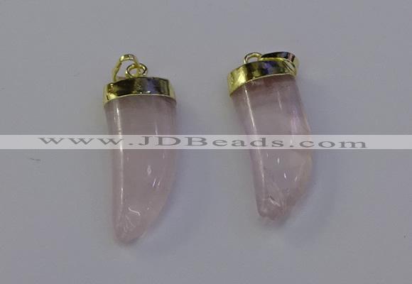 NGP6993 12*40mm - 15*45mm horn rose quartz pendants wholesale