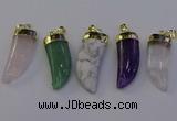 NGP7008 12*40mm - 15*45mm horn mixed gemstone pendants