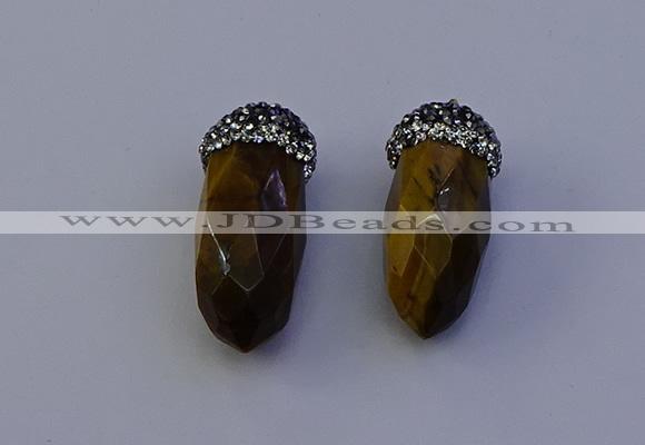 NGP7069 12*30mm - 15*35mm faceted bullet yellow tiger eye pendants