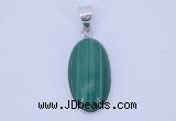 NGP708 12*24mm oval natural malachite with sterling silver pendant