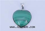 NGP713 19*22mm heart natural malachite with sterling silver pendant