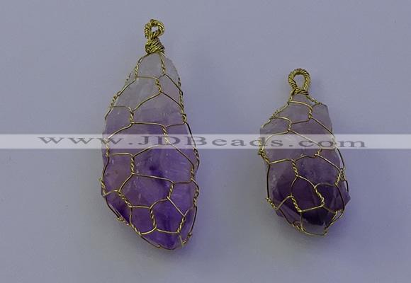 NGP7147 20*40mm - 30*45mm faceted nuggets amethyst pendants