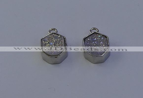 NGP7155 12*15mm plated druzy agate pendants wholesale