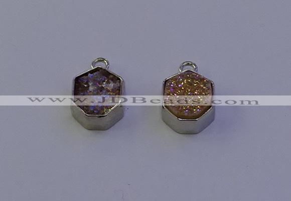 NGP7156 12*15mm plated druzy agate pendants wholesale