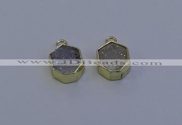 NGP7161 12*15mm plated druzy agate pendants wholesale