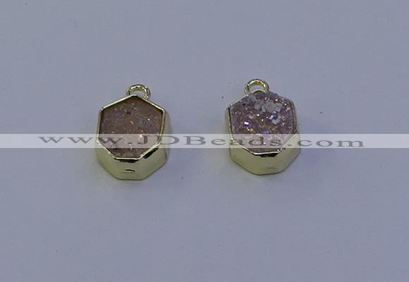 NGP7162 12*15mm plated druzy agate pendants wholesale