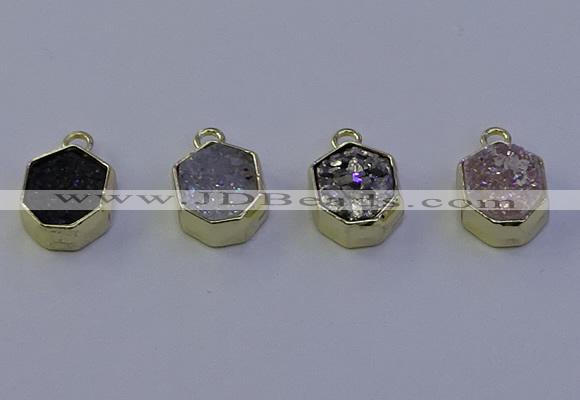 NGP7165 12*15mm plated druzy agate pendants wholesale