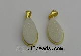 NGP7178 10*20mm flat teardrop druzy quartz pendants wholesale