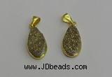 NGP7181 10*20mm flat teardrop plated druzy quartz pendants