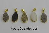 NGP7183 10*20mm flat teardrop plated druzy quartz pendants