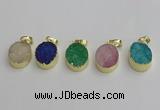 NGP7203 15*20mm oval druzy quartz pendants wholesale