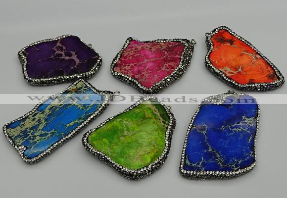 NGP7231 30*50mm - 40*60mm freeform sea sediment jasper pendants