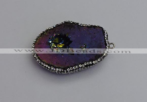 NGP7287 25*35mm - 35*40mm freeform plated druzy agate pendants