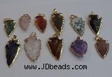 NGP7367 15*20mm - 22*40mm arrowhead mixed gemstone pendants