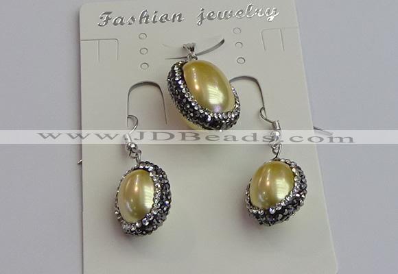 NGP7399 15*18mm - 18*22mm oval shell pearl jewelry sets