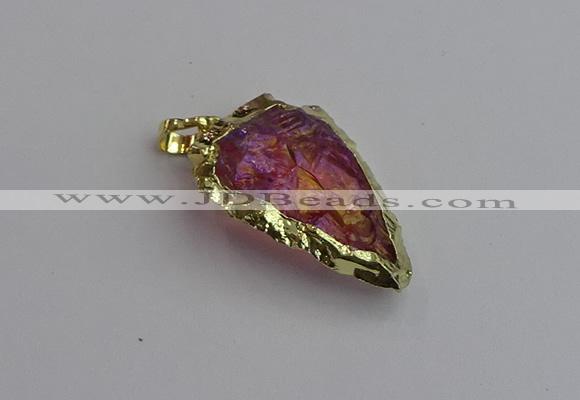 NGP7402 22*30mm - 25*40mm arrowhead plated druzy quartz pendants