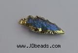 NGP7404 22*30mm - 25*40mm arrowhead plated druzy quartz pendants