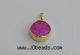 NGP7459 20mm coin plated druzy agate gemstone pendants