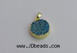 NGP7460 20mm coin plated druzy agate gemstone pendants