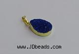 NGP7486 15*20mm flat teardrop plated druzy agate gemstone pendants