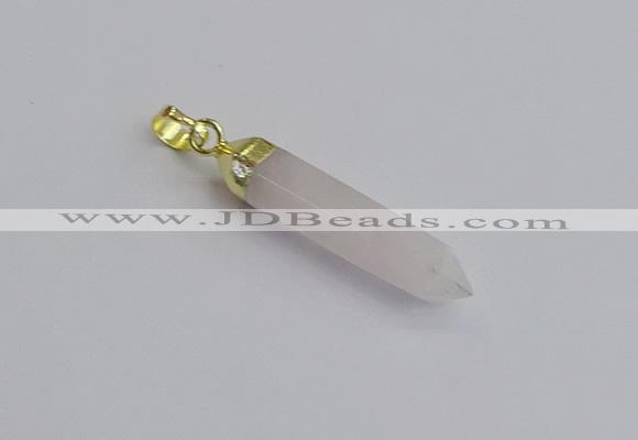 NGP7542 8*40mm sticks rose quartz pendants wholesale