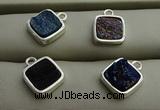 NGP7576 12*12mm square plated druzy agate pendants wholesale