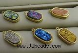 NGP7581 10*15mm oval plated druzy agate pendants wholesale