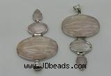 NGP8001 50*82mm - 52*86mm rose quartz pendant set jewelry