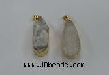 NGP8500 15*33mm - 17*40mm flat teardrop druzy agate pendants