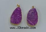 NGP8514 25*48mm - 27*52mm flat teardrop druzy agate pendants