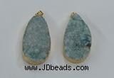 NGP8517 25*48mm - 27*52mm flat teardrop druzy agate pendants