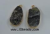 NGP8519 25*48mm - 27*52mm flat teardrop druzy agate pendants