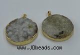 NGP8553 38mm - 40mm flat round druzy agate pendants wholesale