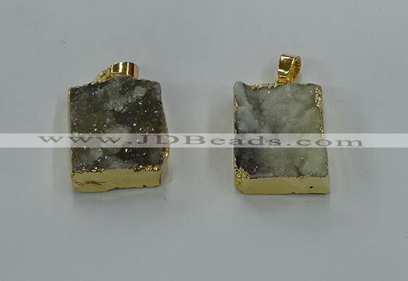 NGP8585 18*25mm rectangle druzy agate pendants wholesale