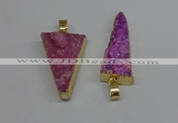 NGP8596 13*40mm - 20*35mm triangle druzy agate pendants wholesale