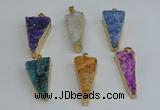 NGP8602 13*40mm - 20*35mm triangle druzy agate pendants wholesale