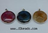 NGP8704 38mm - 40mm flat round agate pendants wholesale